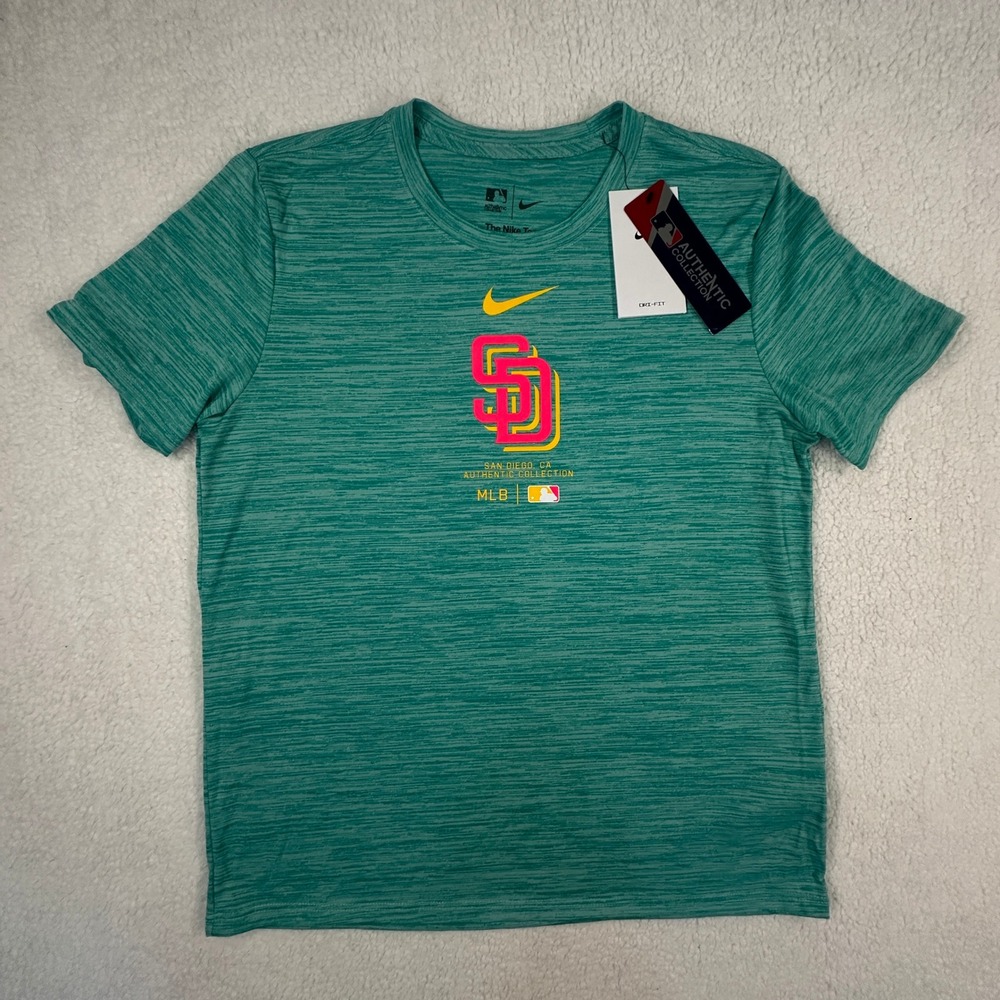 NWT Nike San Diego Padres T-Shirt Women Teal Dri-FIT Performance Tee MEDIUM